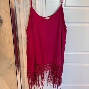 Pink tank top with fringe, size L